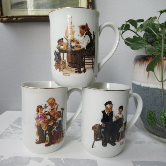 3 Porcelain Mugs Norman Rockwell Collection by Giftcraft, Canada Toronto - Picture 1 of 11